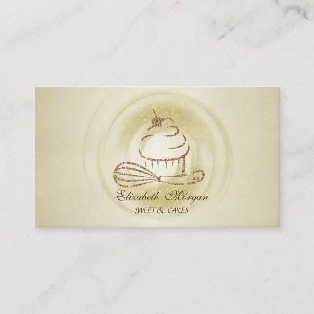 Carte De Visite Parties scintillant professionnelle moderne Cupcak (Devant)