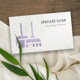 Carte De Visite Parties scintillant Purple Lilac Mauve Broom Servi