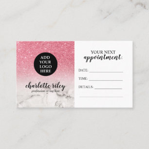 Carte De Visite Parties scintillant rose blanc Marbre Cursive Ajou