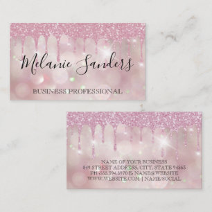 Carte De Visite Parties scintillant rose Bokeh Brillant