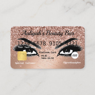 Carte De Visite Parties scintillant Rose brillant Gold Credit Beau