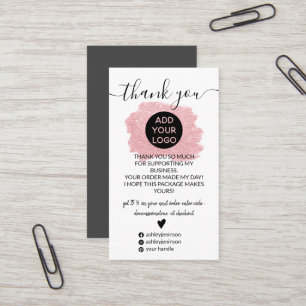 Carte De Visite Parties scintillant rose brosse logo commander mer