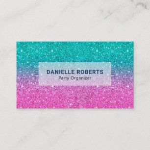 Carte De Visite Parties scintillant rose chaud et vert ombre