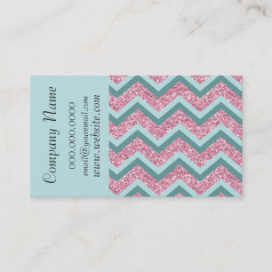 Carte De Visite Parties scintillant rose Chevron ZigZag Motif Cart
