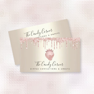 Carte De Visite Parties scintillant rose Chocolat Fraise Confectio