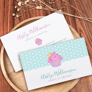 Carte De Visite Parties scintillant rose Cupcake boulangerie pâtis