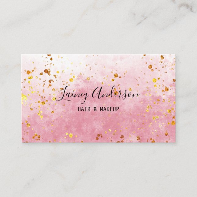 Carte De Visite Parties scintillant rose de luxe en aquarelle rose (Devant)