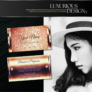 Carte De Visite Parties scintillant Rose de luxe en or Lumineuses