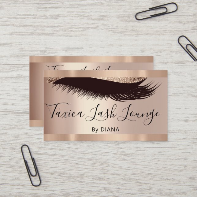 Carte De Visite Parties scintillant Rose de maquillage professionn (Devant/Arrière en situation)