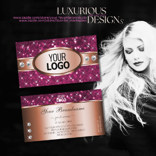 Carte De Visite Parties scintillant rose Étoiles Diamants Logo Ros