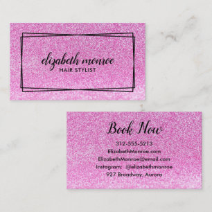 Carte De Visite Parties scintillant rose Faux Coiffeur Salon de ma