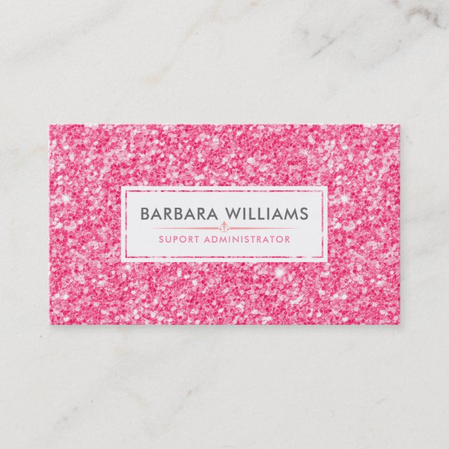 Carte De Visite Parties scintillant rose Faux Design moderne (Devant)