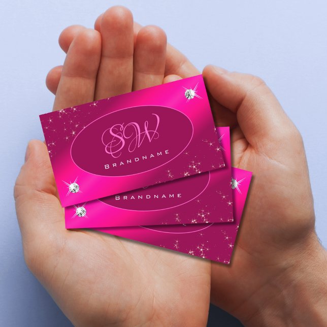 Carte De Visite Parties scintillant rose fille de luxe Stars Diamo (Créateur téléchargé)