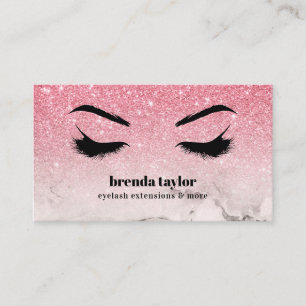 Carte De Visite parties scintillant rose glam ombre Marbre Eyelash
