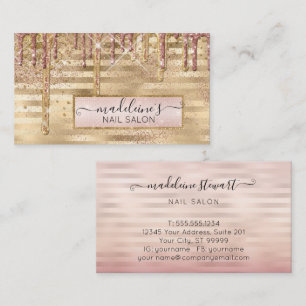Carte De Visite Parties scintillant Rose Gold Nail Salon Professio
