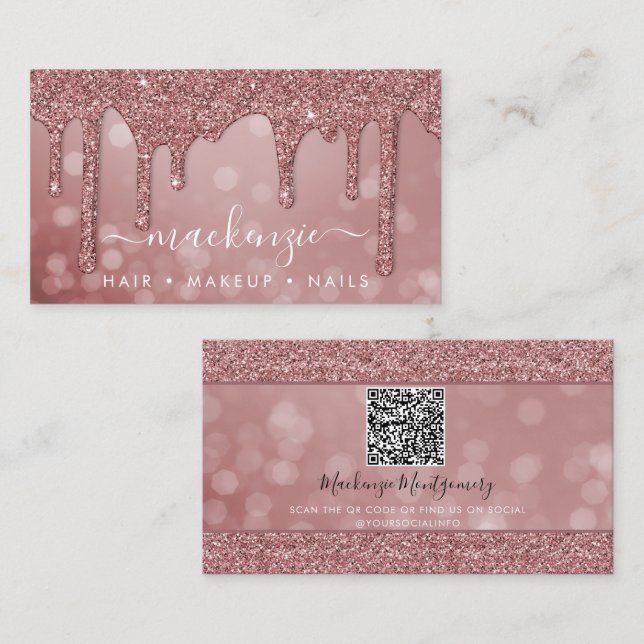 Carte De Visite Parties scintillant rose Gold Sparkle Drivers Boke (Devant / Derrière)