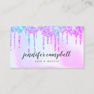 Carte De Visite Parties scintillant rose gouttes maquillage cheveu