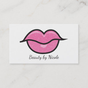 Carte De Visite Parties scintillant rose lèvres baiser maquillage 