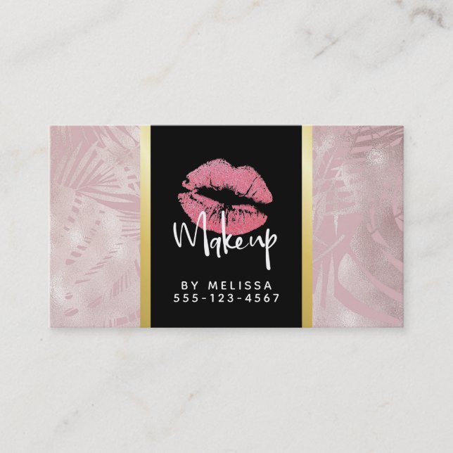 Carte De Visite Parties scintillant rose lèvres et Rose Gold Tropi (Devant)