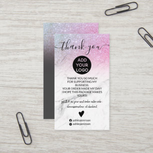 Carte De Visite parties scintillant rose ombre chic ordre en marbr
