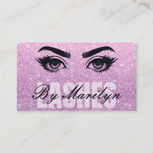 Carte De Visite Parties scintillant rose Ombre Lash Tech QR Code s