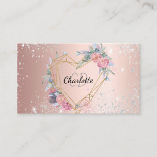 Carte De Visite parties scintillant rose or argent  maquillage flo