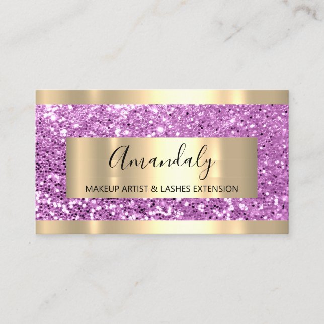 Carte De Visite Parties scintillant rose or cadre Glam rose modern (Devant)
