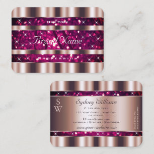 Carte De Visite Parties scintillant rose or Rose glamour Étoiles M