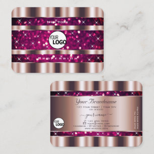 Carte De Visite Parties scintillant Rose or rose glamour Stars ajo