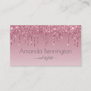 Carte De Visite Parties scintillant Rose Rose Gold Faux avec logo 
