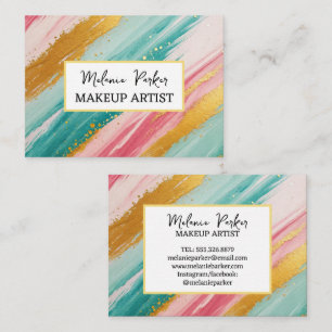 Carte De Visite Parties scintillant rose Turquoise or Peinture maq