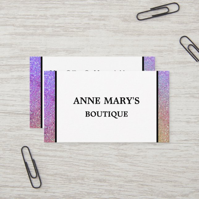 Carte De Visite Parties scintillant rose violet Salon des cheveux  (Devant/Arrière en situation)