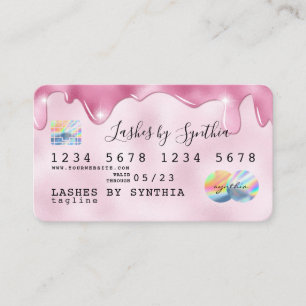 Carte De Visite parties scintillant roses gouttes d'eau de la cart