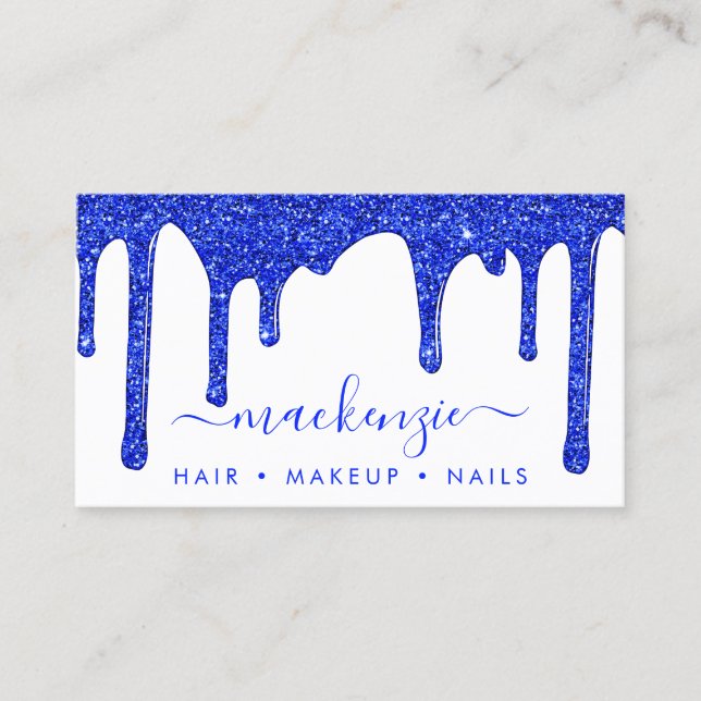 Carte De Visite Parties scintillant Royal Blue de luxe (Devant)