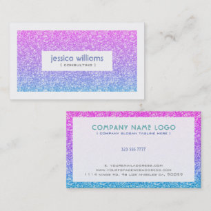 Carte De Visite Parties scintillant sombre bleue et rose