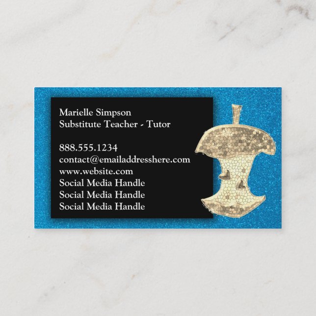 Carte De Visite Parties scintillant Substitut Professeur d'enseign (Dos)