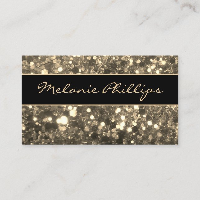 Carte De Visite Parties scintillant tendance Black & Gold Chunky (Devant)