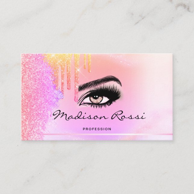 Carte De Visite Parties scintillant tendance gouttes holographique (Devant)
