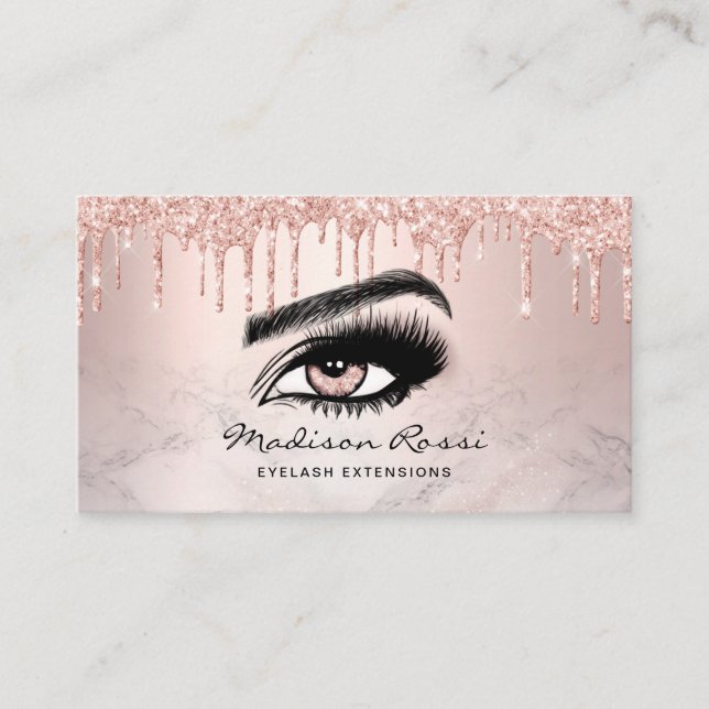 Carte De Visite Parties scintillant tendance Rose gouttes d'or Las (Devant)