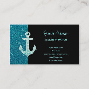 Carte De Visite parties scintillant turquoise et Ancre Aqua Bokeh