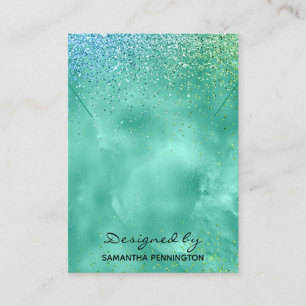 Carte De Visite Parties scintillant Turquoise Faux Foil