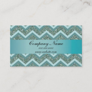 Carte De Visite Parties scintillant Turquoise Zigzag Pocket Calend