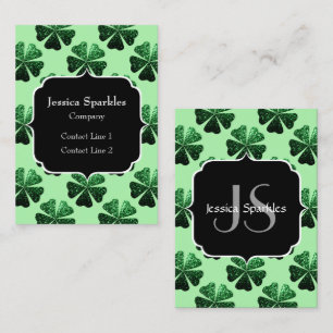 Carte De Visite Parties scintillant vert foncé brillant Shamrock M