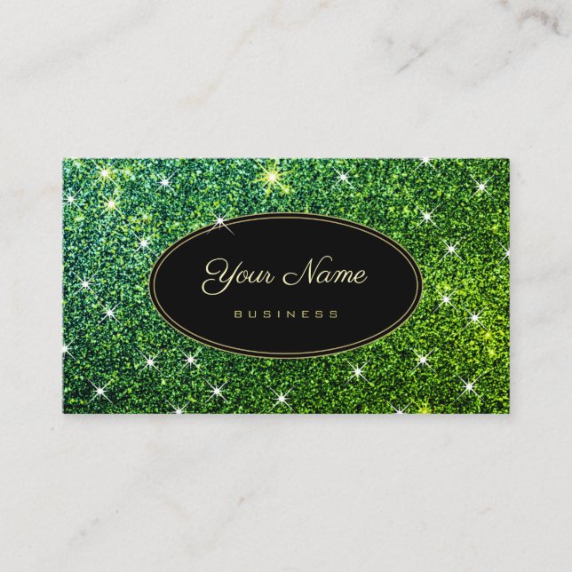 Carte De Visite Parties scintillant verte branchée Glam Luminous S (Devant)