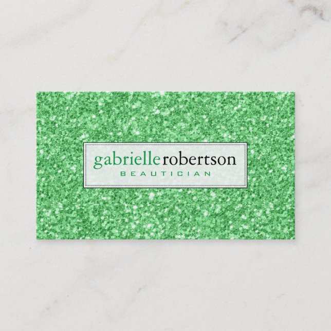 Carte De Visite Parties scintillant verte moderne Texture Imprimer (Devant)