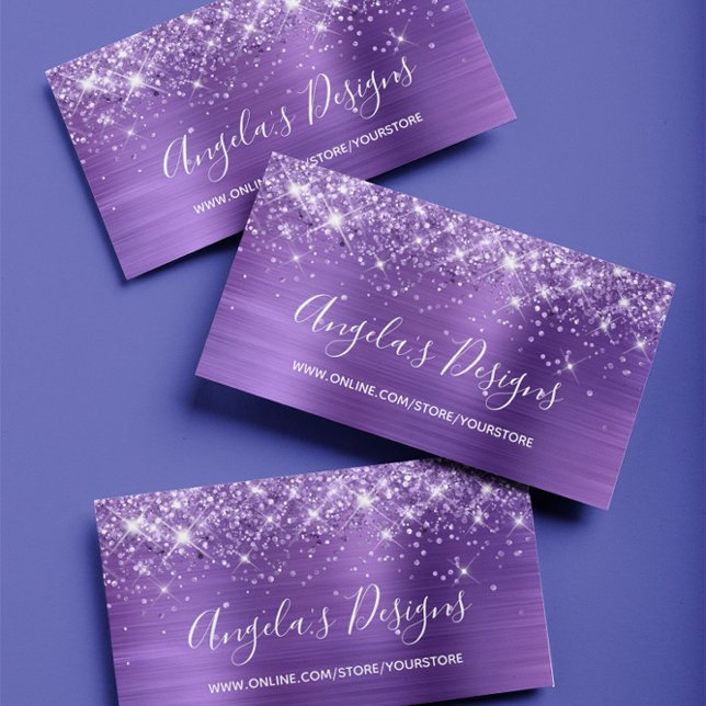 Carte De Visite Parties scintillant violet Améthyste Foil Boutique (Create your own purple glam business cards for your online store.)