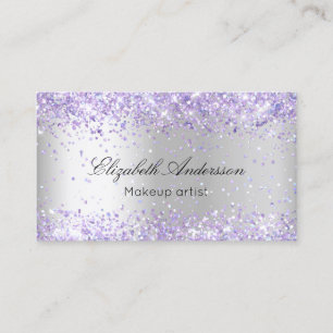 Carte De Visite Parties scintillant violet argenté QR code salon d