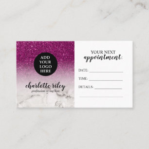 Carte De Visite Parties scintillant violet blanc Marbre Cursive Aj