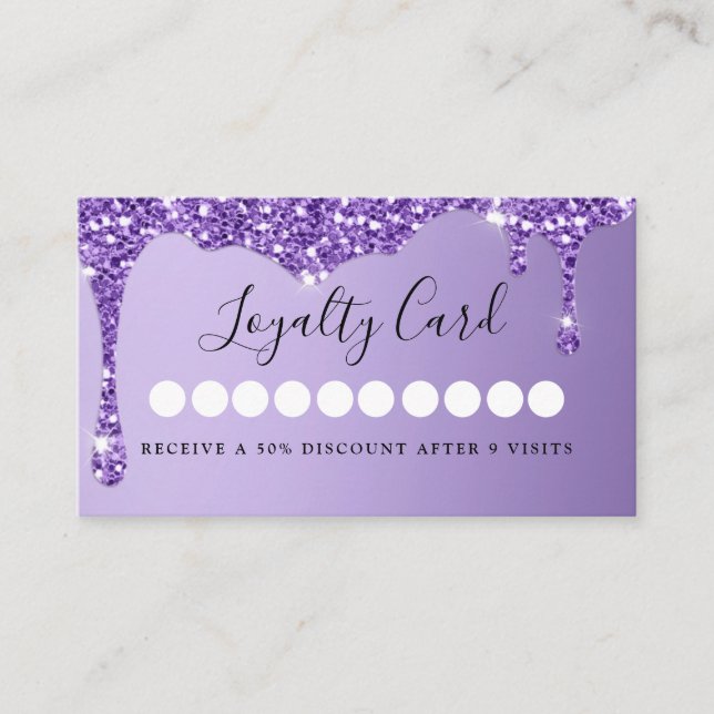 Carte De Visite Parties scintillant violet moderne Drop Salon & Lo (Devant)