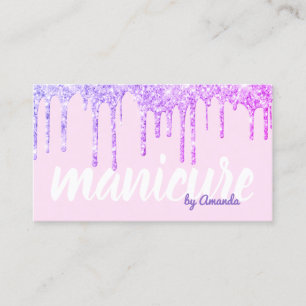 Carte De Visite Parties scintillant violet moderne goutte manucure
